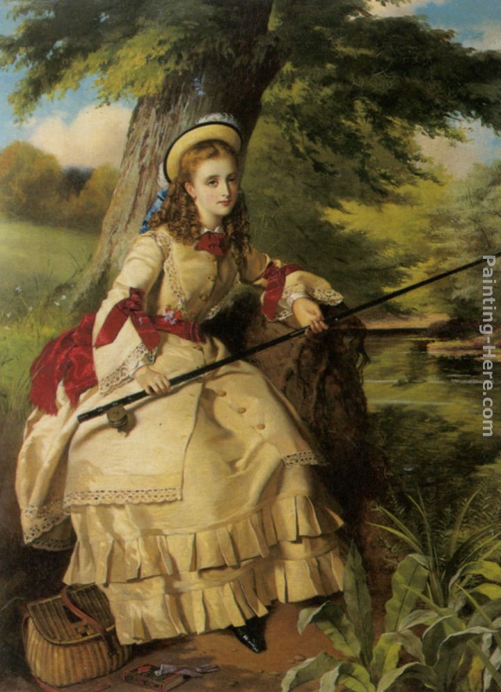 A Young Lady Fishing painting - William Maw Egley A Young Lady Fishing art painting